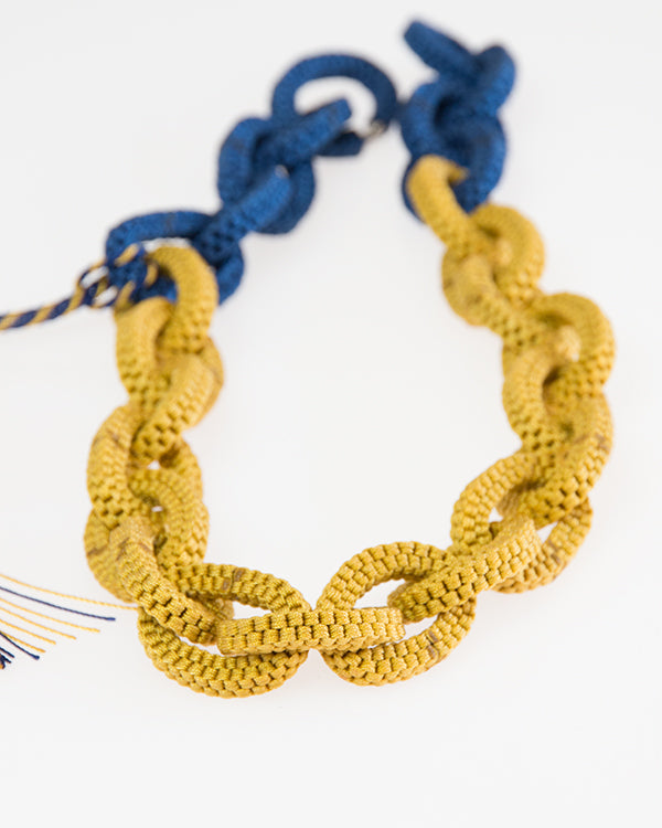 Kette "Chinese Knots" blau/gelb