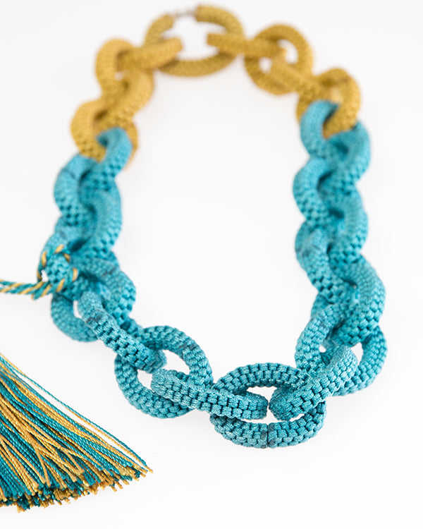 Kette "Chinese Knots" gelb/türkis