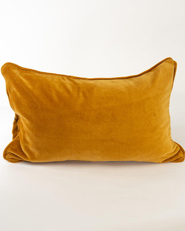 Velvet cushion cover with piping – sofa cushion “Pecan” yellow