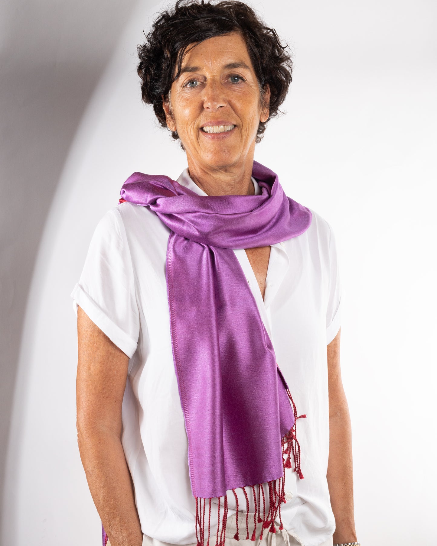 Silk scarf "double side" purple/burgundy