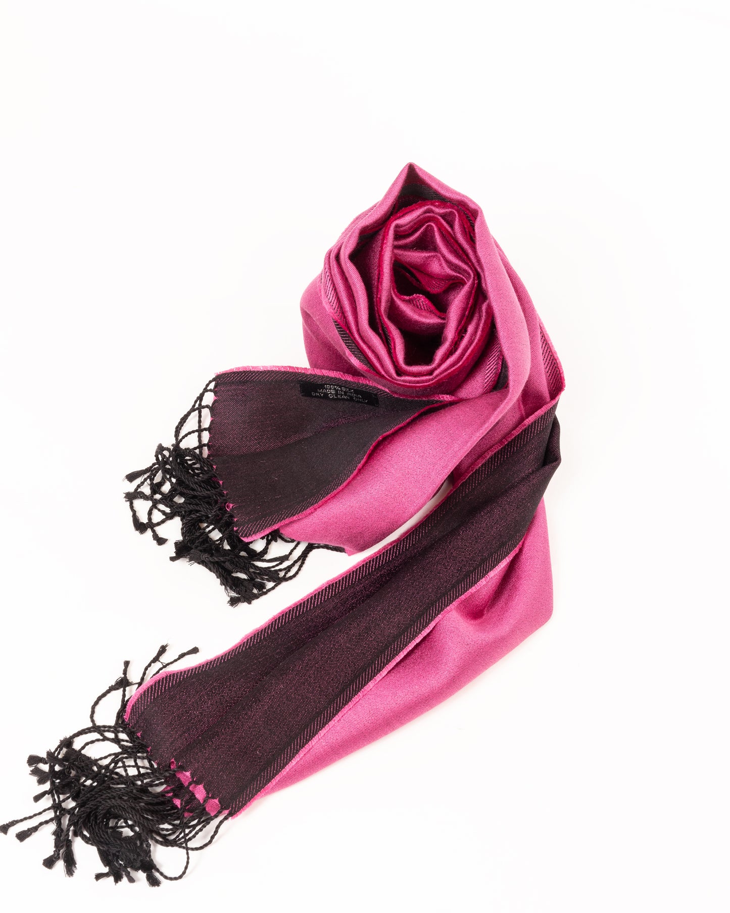 Silk scarf "double side" pink/black