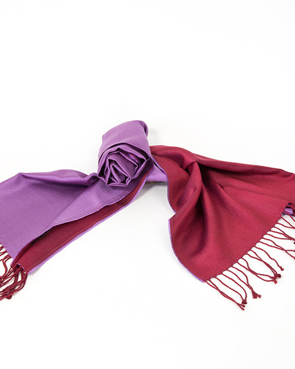 Silk scarf "double side" purple/burgundy