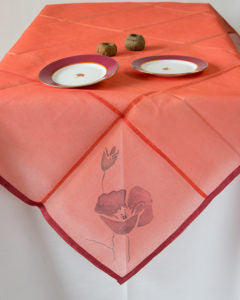 Tischdecke "Indian Flower" hand-painted rot