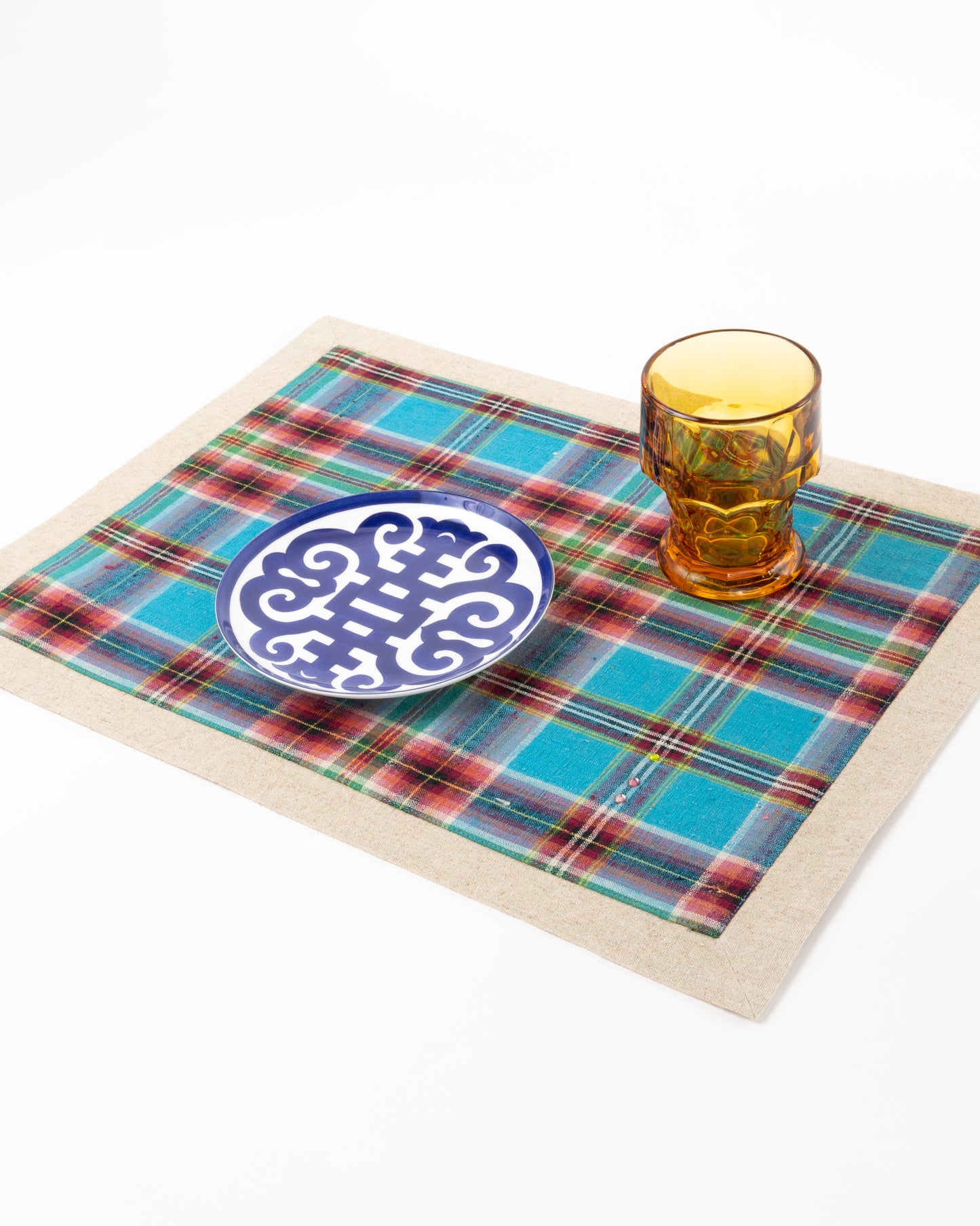 Tischsets "Chinese Checks" türkis/rot