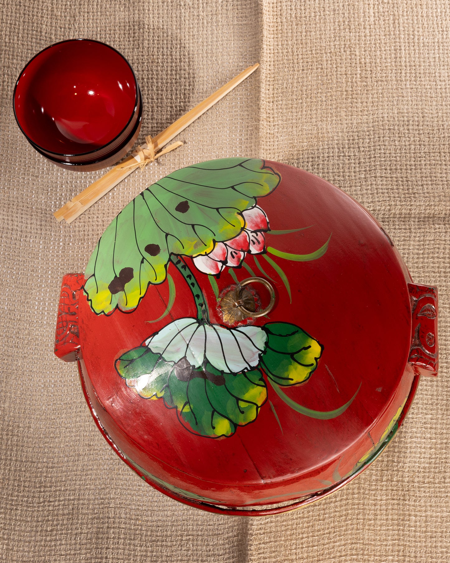 Antiker chinesischer "Food Case" rot/grün