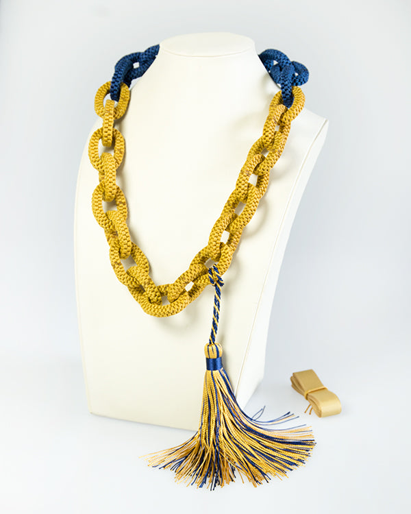 Necklace "Chinese Knots" blue/yellow