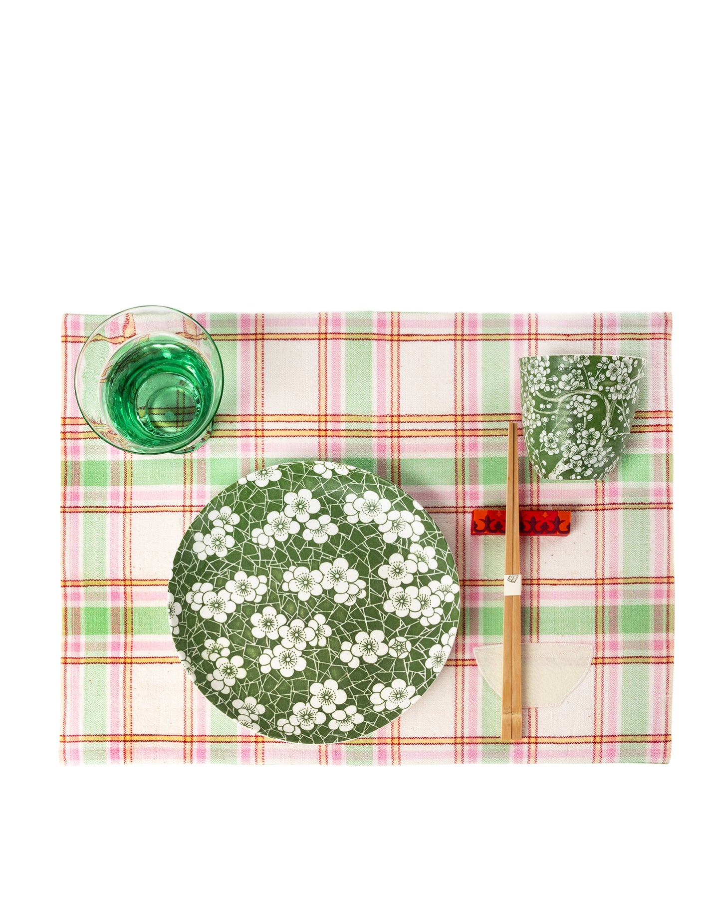 Placemats "Chinese Checks" green/pink