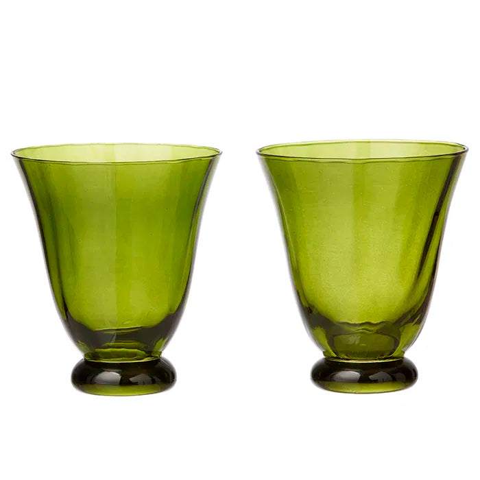 Water glass "Trellis" Green / Set of 2